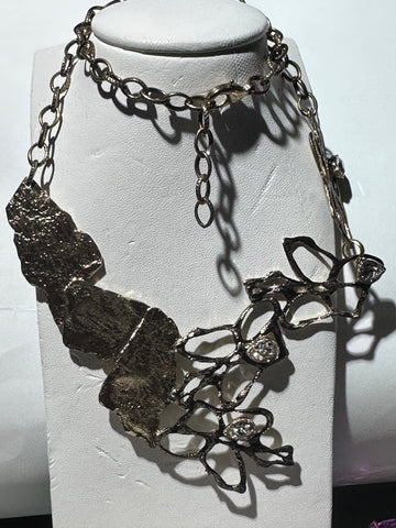 Greek Necklace Bronze White Stone