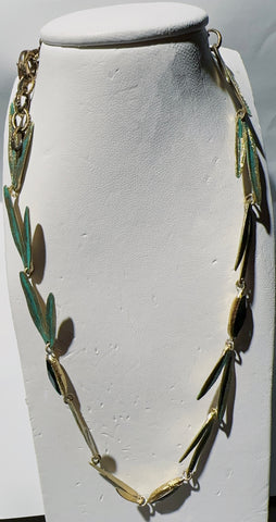 Greek Olive Leaf Necklace Emerald Stone