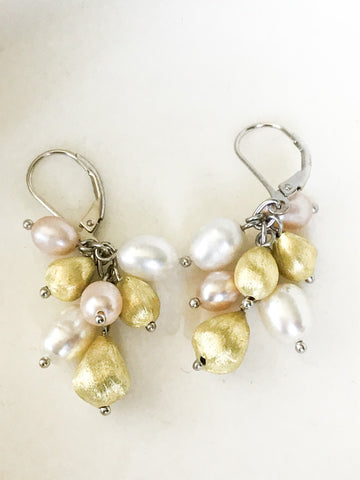 Pearl and Gold ball Earrings