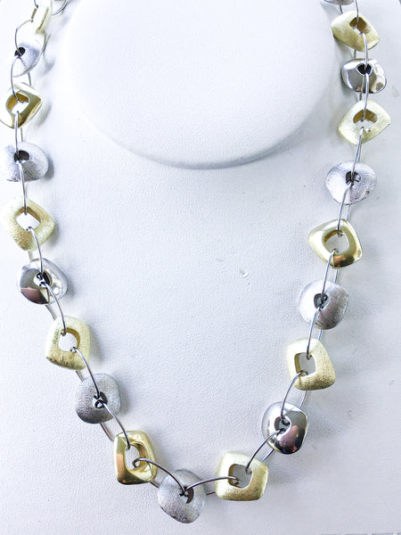 Organic gold link silver necklace