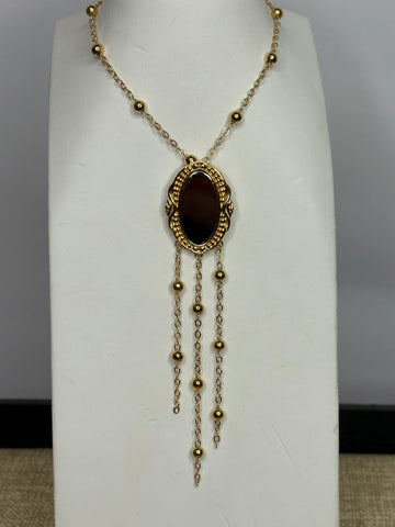 Bronze necklace with mirror stone