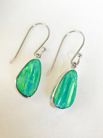 Sterling Silver Aqua Green Opal earrings